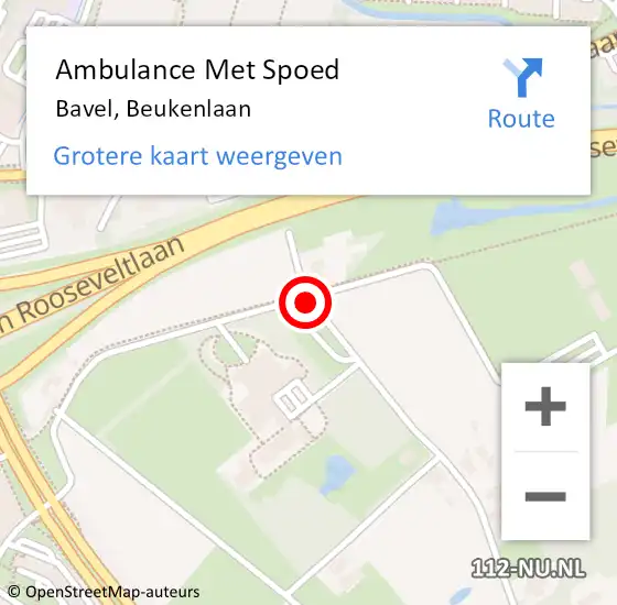 Locatie op kaart van de 112 melding: Ambulance Met Spoed Naar Breda, Beukenlaan op 30 januari 2017 15:51