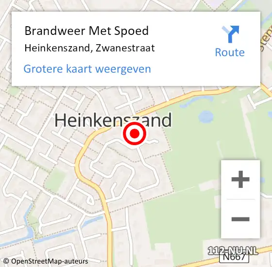 Locatie op kaart van de 112 melding: Brandweer Met Spoed Naar Heinkenszand, Zwanestraat op 30 januari 2017 18:56