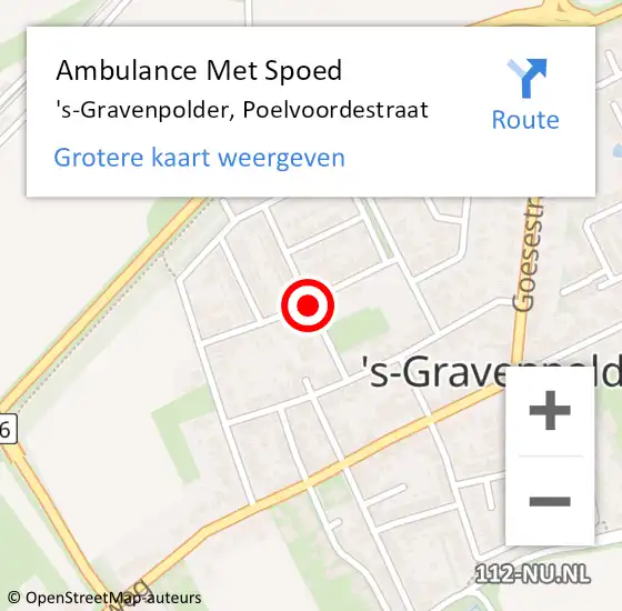 Locatie op kaart van de 112 melding: Ambulance Met Spoed Naar 's-Gravenpolder, Poelvoordestraat op 31 januari 2017 04:11