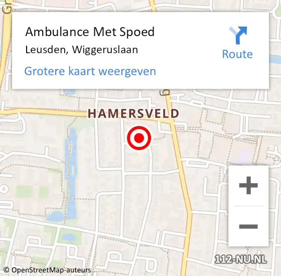 Locatie op kaart van de 112 melding: Ambulance Met Spoed Naar Leusden, Wiggeruslaan op 31 januari 2017 07:33
