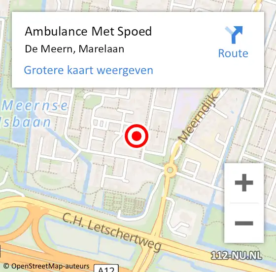 Locatie op kaart van de 112 melding: Ambulance Met Spoed Naar De Meern, Marelaan op 31 januari 2017 13:57