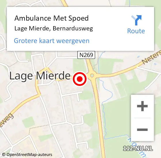 Locatie op kaart van de 112 melding: Ambulance Met Spoed Naar Lage Mierde, Bernardusweg op 31 januari 2017 17:44