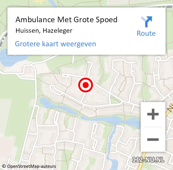 Locatie op kaart van de 112 melding: Ambulance Met Grote Spoed Naar Huissen, Hazeleger op 31 januari 2017 17:48