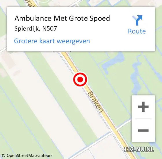 Locatie op kaart van de 112 melding: Ambulance Met Grote Spoed Naar Spierdijk, N507 op 31 januari 2017 18:32