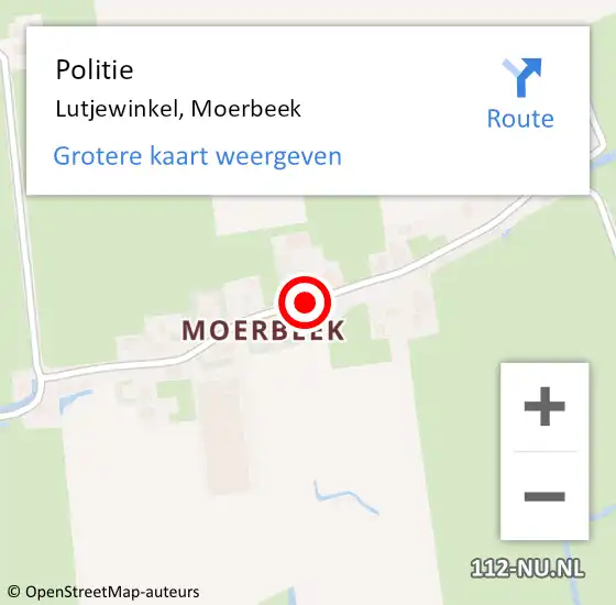 Locatie op kaart van de 112 melding: Politie Lutjewinkel, Moerbeek op 1 februari 2017 04:18