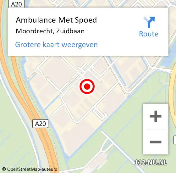 Locatie op kaart van de 112 melding: Ambulance Met Spoed Naar Moordrecht, Zuidbaan op 1 februari 2017 13:08