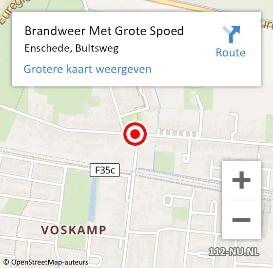 Locatie op kaart van de 112 melding: Brandweer Met Grote Spoed Naar Enschede, Bultsweg op 1 februari 2017 14:14