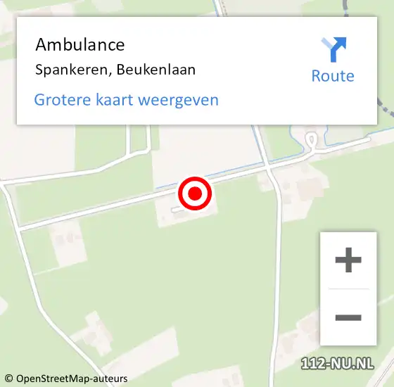 Locatie op kaart van de 112 melding: Ambulance Spankeren, Beukenlaan op 9 januari 2014 17:18