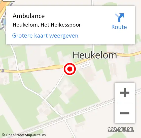 Locatie op kaart van de 112 melding: Ambulance Heukelom, Het Heikesspoor op 1 februari 2017 23:05