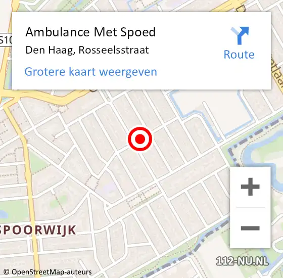 Locatie op kaart van de 112 melding: Ambulance Met Spoed Naar Den Haag, Rosseelsstraat op 2 februari 2017 04:38
