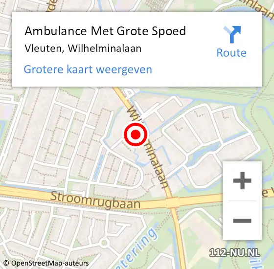 Locatie op kaart van de 112 melding: Ambulance Met Grote Spoed Naar Vleuten, Wilhelminalaan op 2 februari 2017 15:11