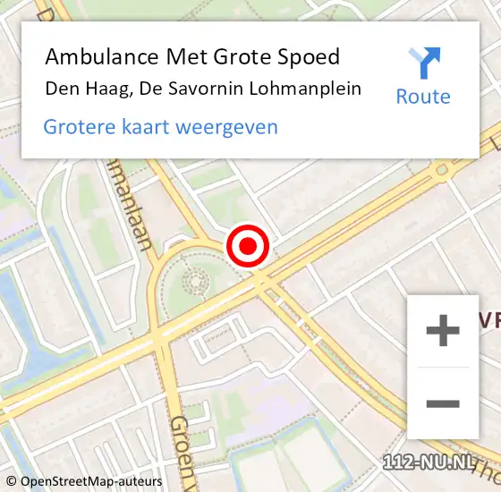 Locatie op kaart van de 112 melding: Ambulance Met Grote Spoed Naar Den Haag, De Savornin Lohmanplein op 2 februari 2017 17:47