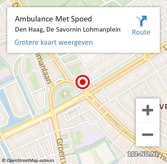 Locatie op kaart van de 112 melding: Ambulance Met Spoed Naar Den Haag, De Savornin Lohmanplein op 2 februari 2017 18:30