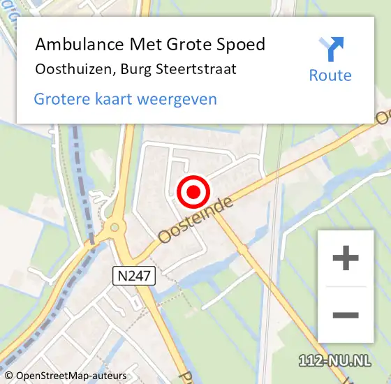 Locatie op kaart van de 112 melding: Ambulance Met Grote Spoed Naar Oosthuizen, Burg Steertstraat op 2 februari 2017 20:09