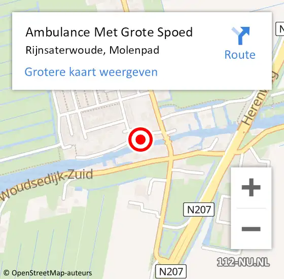 Locatie op kaart van de 112 melding: Ambulance Met Grote Spoed Naar Rijnsaterwoude, Molenpad op 2 februari 2017 22:16