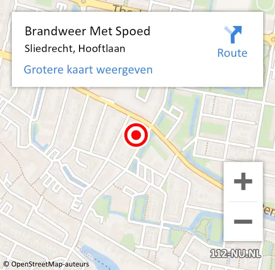 Locatie op kaart van de 112 melding: Brandweer Met Spoed Naar Sliedrecht, Hooftlaan op 3 februari 2017 03:50