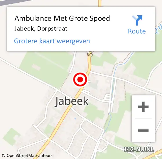 Locatie op kaart van de 112 melding: Ambulance Met Grote Spoed Naar Jabeek, Dorpstraat op 9 januari 2014 21:24