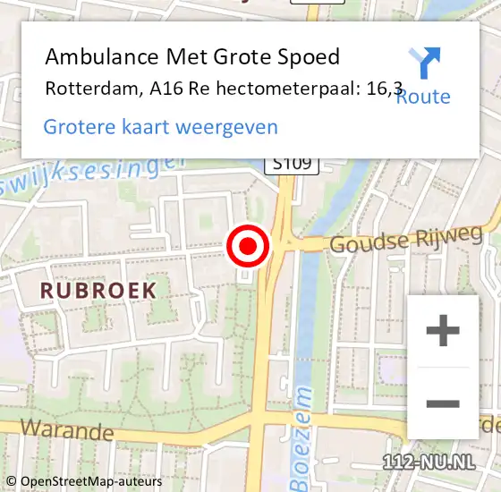 Locatie op kaart van de 112 melding: Ambulance Met Grote Spoed Naar Rotterdam, Homerusplein op 3 februari 2017 17:29