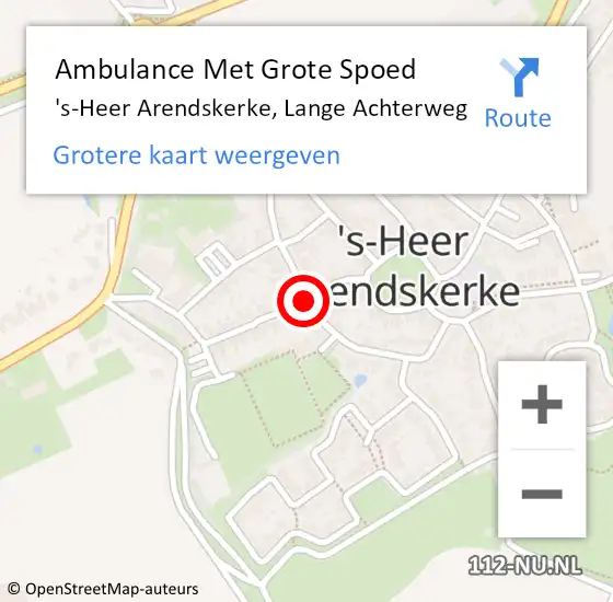 Locatie op kaart van de 112 melding: Ambulance Met Grote Spoed Naar 's-Heer Arendskerke, Lange Achterweg op 3 februari 2017 18:07