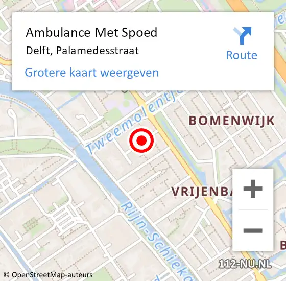 Locatie op kaart van de 112 melding: Ambulance Met Spoed Naar Delft, Palamedesstraat op 3 februari 2017 20:09