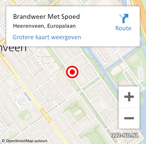 Locatie op kaart van de 112 melding: Brandweer Met Spoed Naar Heerenveen, Europalaan op 3 februari 2017 21:03