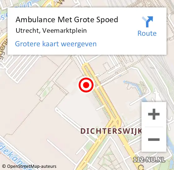 Locatie op kaart van de 112 melding: Ambulance Met Grote Spoed Naar Utrecht, Veemarktplein op 4 februari 2017 05:08