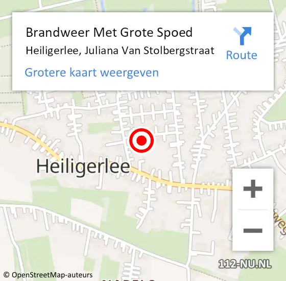 Locatie op kaart van de 112 melding: Brandweer Met Grote Spoed Naar Heiligerlee, Juliana Van Stolbergstraat op 4 februari 2017 15:21