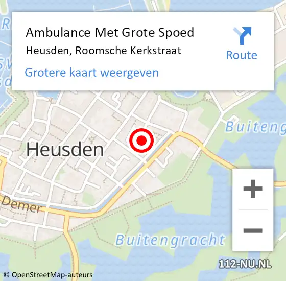 Locatie op kaart van de 112 melding: Ambulance Met Grote Spoed Naar Heusden, Roomsche Kerkstraat op 4 februari 2017 17:16
