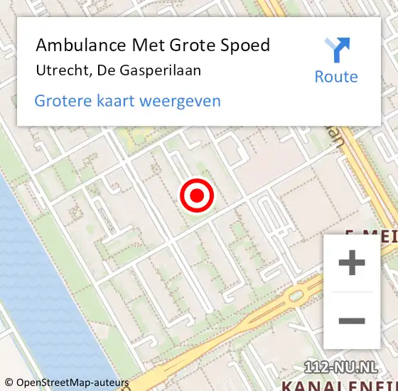 Locatie op kaart van de 112 melding: Ambulance Met Grote Spoed Naar Utrecht, De Gasperilaan op 4 februari 2017 19:34