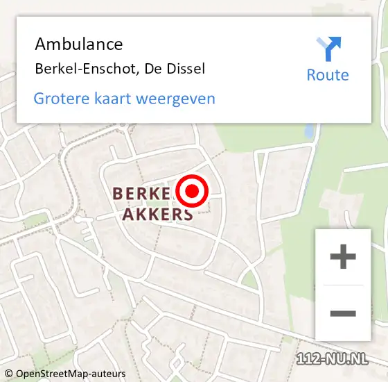Locatie op kaart van de 112 melding: Ambulance Berkel-Enschot, De Dissel op 4 februari 2017 20:04