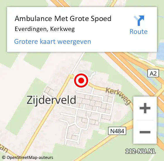 Locatie op kaart van de 112 melding: Ambulance Met Grote Spoed Naar Everdingen, Kerkweg op 5 februari 2017 09:58