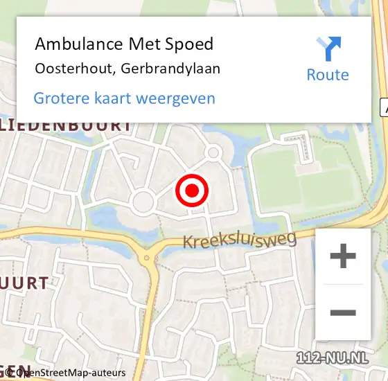 Locatie op kaart van de 112 melding: Ambulance Met Spoed Naar Oosterhout, Gerbrandylaan op 5 februari 2017 14:00