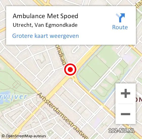 Locatie op kaart van de 112 melding: Ambulance Met Spoed Naar Utrecht, Van Egmondkade op 5 februari 2017 14:20