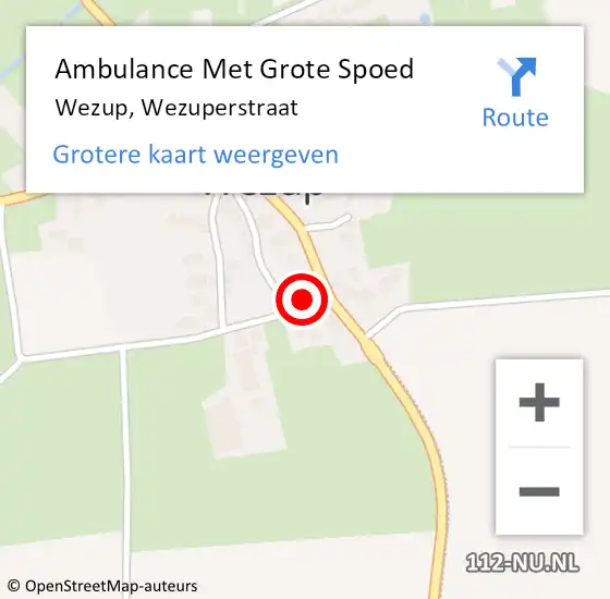 Locatie op kaart van de 112 melding: Ambulance Met Grote Spoed Naar Wezup, Wezuperstraat op 5 februari 2017 14:50