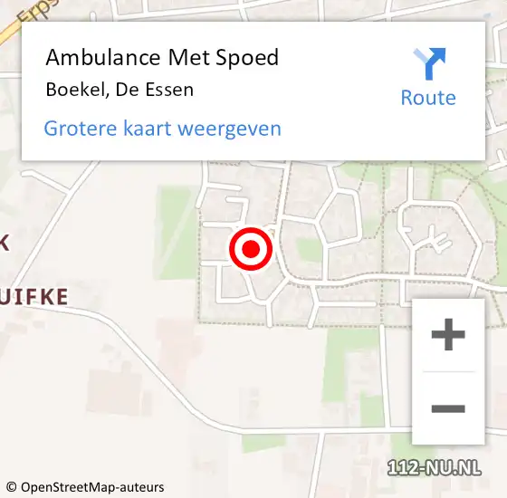 Locatie op kaart van de 112 melding: Ambulance Met Spoed Naar Boekel, De Essen op 5 februari 2017 15:04