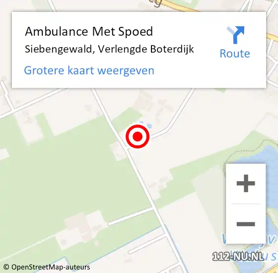 Locatie op kaart van de 112 melding: Ambulance Met Spoed Naar Siebengewald, Verlengde Boterdijk op 5 februari 2017 17:26