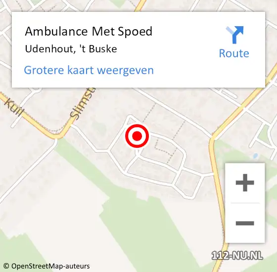 Locatie op kaart van de 112 melding: Ambulance Met Spoed Naar Udenhout, 't Buske op 5 februari 2017 19:08