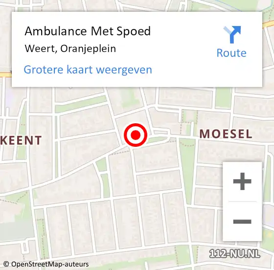 Locatie op kaart van de 112 melding: Ambulance Met Spoed Naar Weert, Oranjeplein op 5 februari 2017 19:23