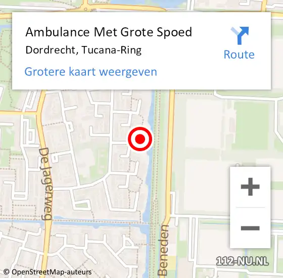 Locatie op kaart van de 112 melding: Ambulance Met Grote Spoed Naar Dordrecht, Tucana-Ring op 6 februari 2017 09:46