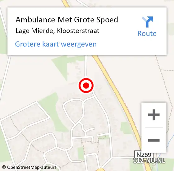 Locatie op kaart van de 112 melding: Ambulance Met Grote Spoed Naar Lage Mierde, Kloosterstraat op 6 februari 2017 14:05