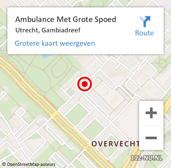 Locatie op kaart van de 112 melding: Ambulance Met Grote Spoed Naar Utrecht, Gambiadreef op 6 februari 2017 14:47