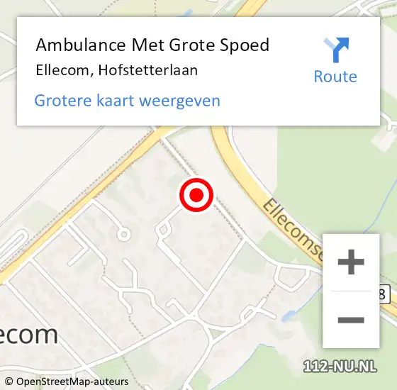 Locatie op kaart van de 112 melding: Ambulance Met Grote Spoed Naar Ellecom, Hofstetterlaan op 6 februari 2017 17:27