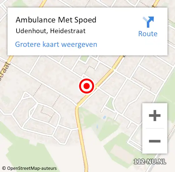 Locatie op kaart van de 112 melding: Ambulance Met Spoed Naar Udenhout, Heidestraat op 7 februari 2017 03:23