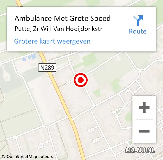 Locatie op kaart van de 112 melding: Ambulance Met Grote Spoed Naar Putte, Zr Will Van Hooijdonkstr op 7 februari 2017 09:31