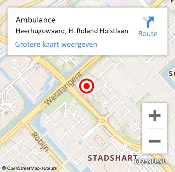 Locatie op kaart van de 112 melding: Ambulance Heerhugowaard, H. Roland Holstlaan op 7 februari 2017 12:59