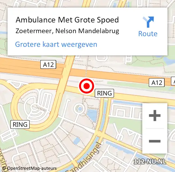 Locatie op kaart van de 112 melding: Ambulance Met Grote Spoed Naar Zoetermeer, Nelson Mandelabrug op 7 februari 2017 13:25