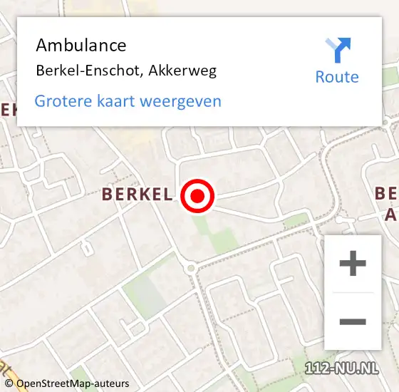 Locatie op kaart van de 112 melding: Ambulance Berkel-Enschot, Akkerweg op 7 februari 2017 14:08
