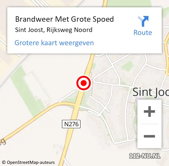 Locatie op kaart van de 112 melding: Brandweer Met Grote Spoed Naar Sint Joost, Rijksweg Noord op 7 februari 2017 16:17