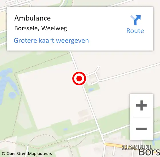 Locatie op kaart van de 112 melding: Ambulance Borssele, Weelweg op 10 januari 2014 11:26