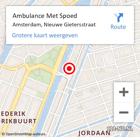 Locatie op kaart van de 112 melding: Ambulance Met Spoed Naar Amsterdam, Nieuwe Gietersstraat op 7 februari 2017 20:04